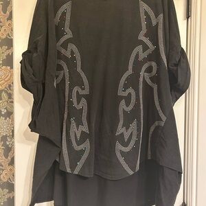 NWT! Western Design Black Women's Top with Embroidered Design